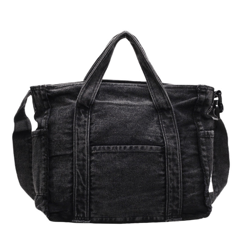2025 Washed Denim Tote Large Capacity Shoulder Women Fashion Frayed Edge Handbag Crossbody Bag