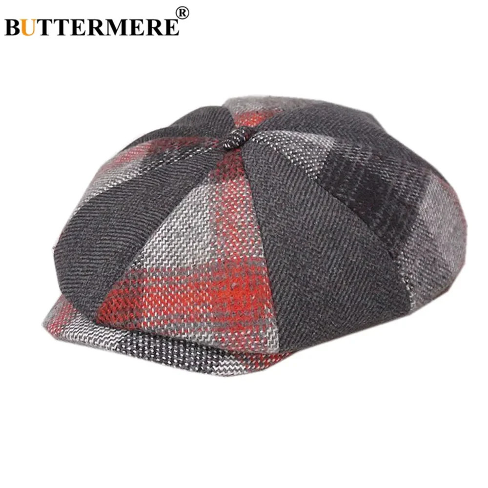 BUTTERMERE sboy Cap Wool Men Women Octagonal Cap Woolen Male Tweed Panel Plaid British Style Vintage Flat Cap Beret 251021