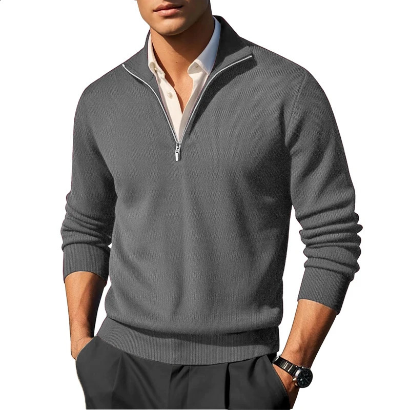 Animal Game Mens Zippet Pullover Casual Cardigan Sweater Solid Knit Outerwear Warm Woolen Sweaters Thick Heavyweight Streetwear 251015