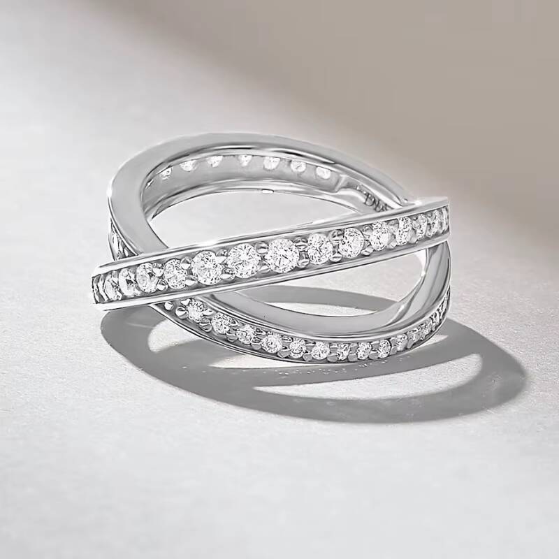 Classic Jewelry Moissanite Eternity Ring 10k 14k 18k Crossover Engagement Wedding Women Moissanite Ring