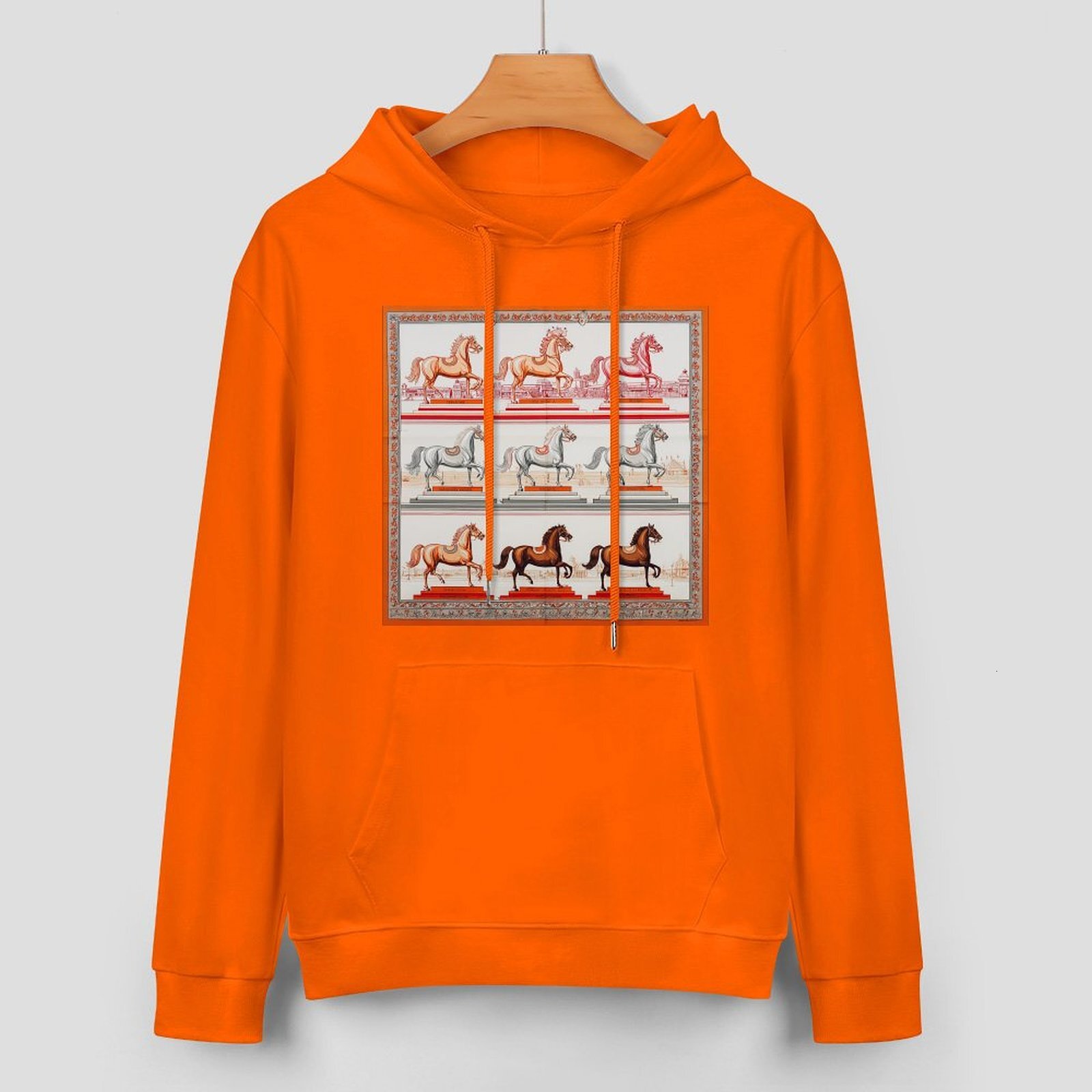 H Designer Fall Winter Hoodie Luxury Horse Print Design Unisex Long Sleeve Streetwear Hip Hop Oversized Fit Hoodie Men's Fashion Apparel H63