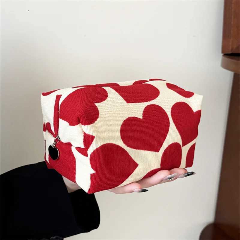 Women Large Capacity Heart Print Pattern Makeup Bag Clutch Cosmetic Organizer Travel Wash Toiletries Storage Bag Makeup PouchT251024