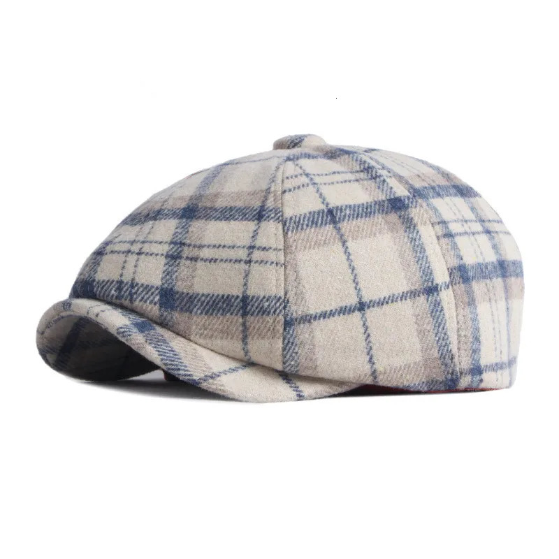 LDSLYJR Autumn Winter Polyester Plaid sboy Caps Flat ed Cap Men and Women Painter Beret Hats 61 251021