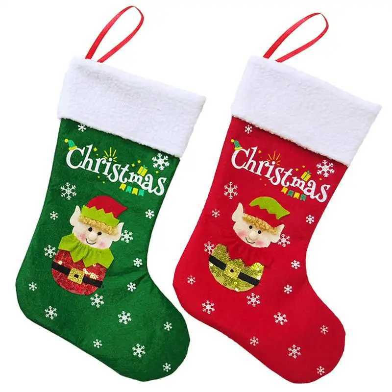 Christmas Stockings Merry Christmas Hanging Sock Rustic Christmas Stockings Hung Xmas Tree New Year Holiday Decoration J251024