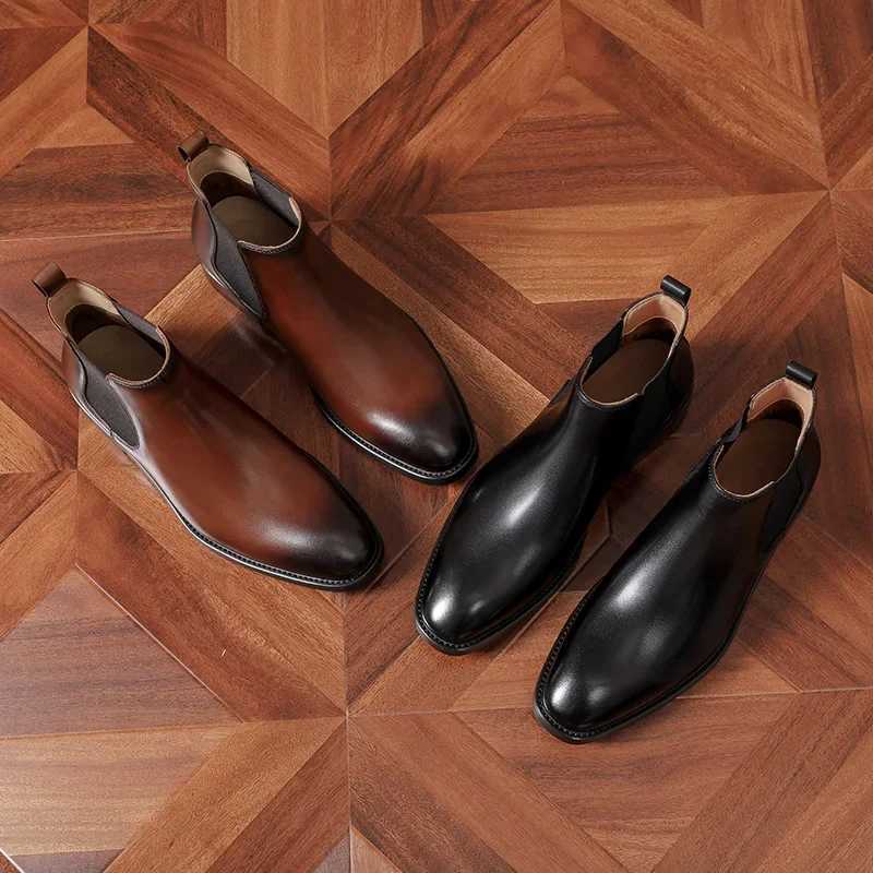 Golden Sapling Formal Chelsea Boots for Men Handmade Genuine Leather Shoes Casual Business Shoes British Style Male Ankle Boot W251024
