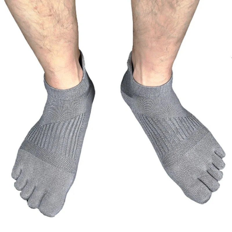 6 Pairs Solid Color Bamboo Fiber 5 Finger Socks Unisex Mesh Breathable Comfortable Deodorant Protect Ankle Short Socks with Toes 251023