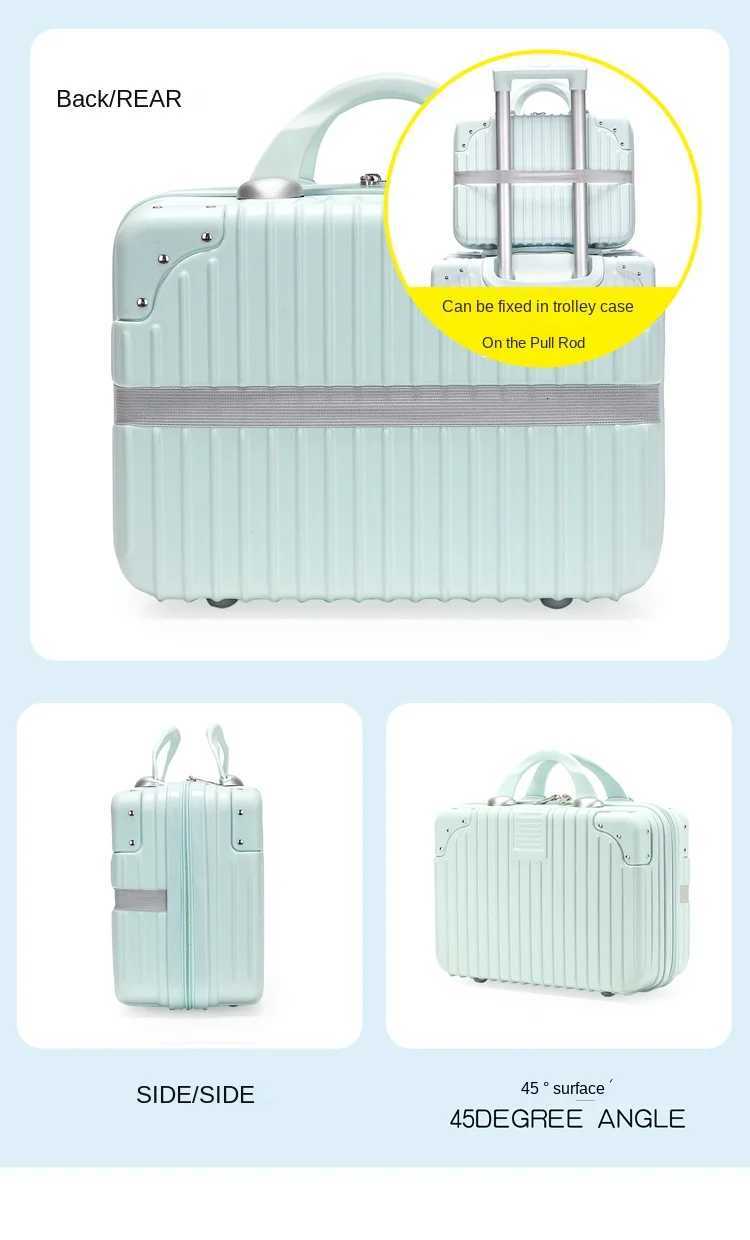 Cosmetic Handheld Luggage Women 14inch Makeup Bag Small Mini Travel Suitcase Password Box Boarding CaseW251024