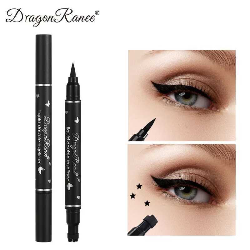 2In1 Liquid Stamp Eyeliner Pen Doubleended Lazy Eye Liner Pencil Star Heart Stamped Black Eyes Corner Makeup Seal Pen for WomenL251024