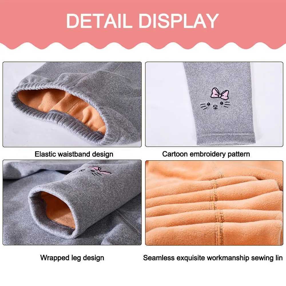Fleece Plush Legging Trousers Thick Elastic Girls Lined Leggings Bunny Embroideried Winter Warm Trousers Pants Girls GiftT251024