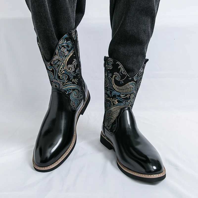 New Retro Embroidered Fashionable Leather Walking Boot For Autumn Winter Comfortable AntiSlip And WearResistant HighTop Boots W251024