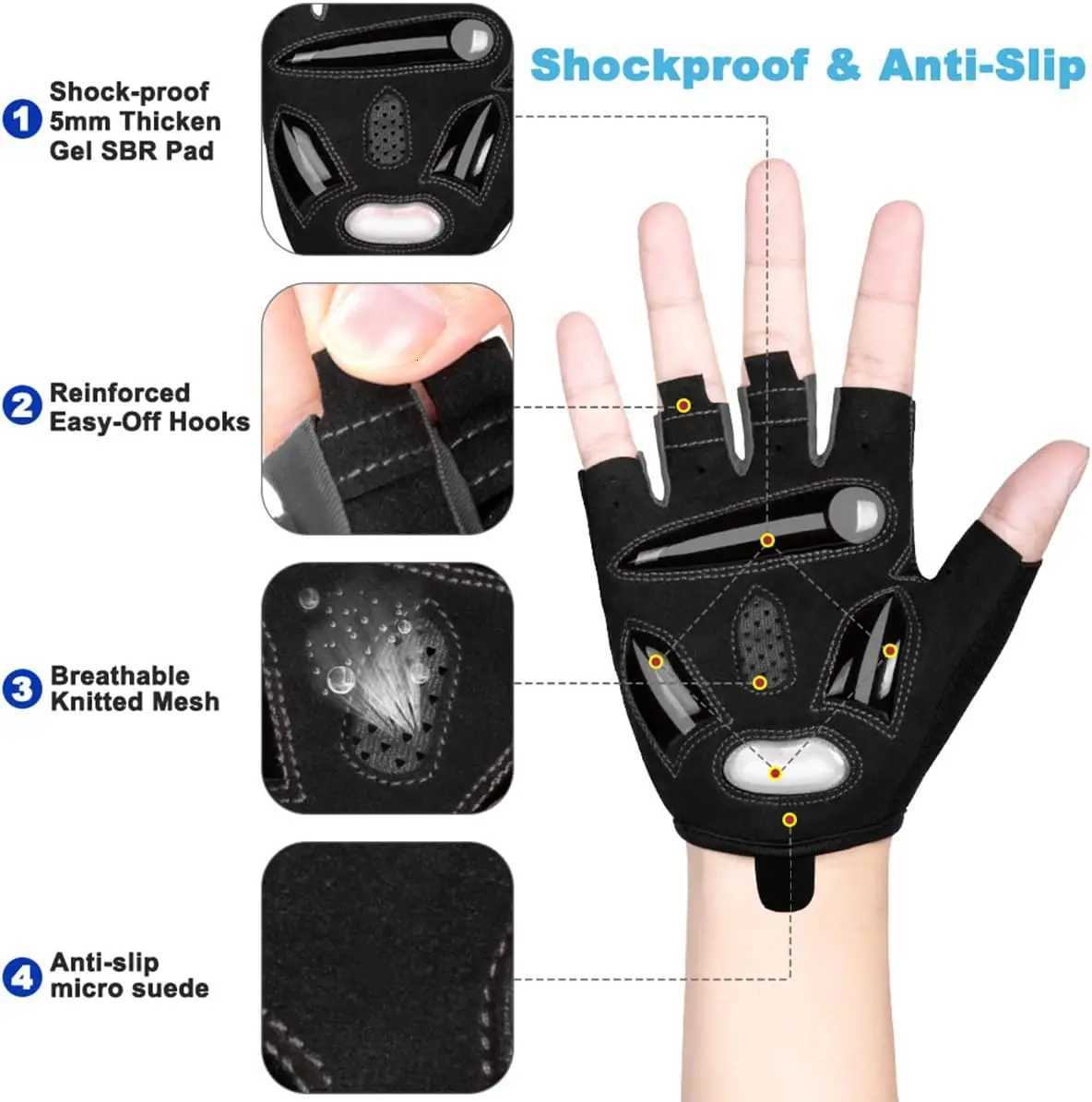 MOREOK Bike Gloves Half Finger MTB Bicycle Gloves 5mm Gel Pads Shockabsorbing Mountain Bike Road Cycling Gloves for Men Women Y251023