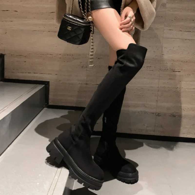 Womens Boots Thick Sole Comfort Zipper Over The Knee Autumn New High Top Knight Boots Anti Slip Outdoor Fashion Long Boots W251024