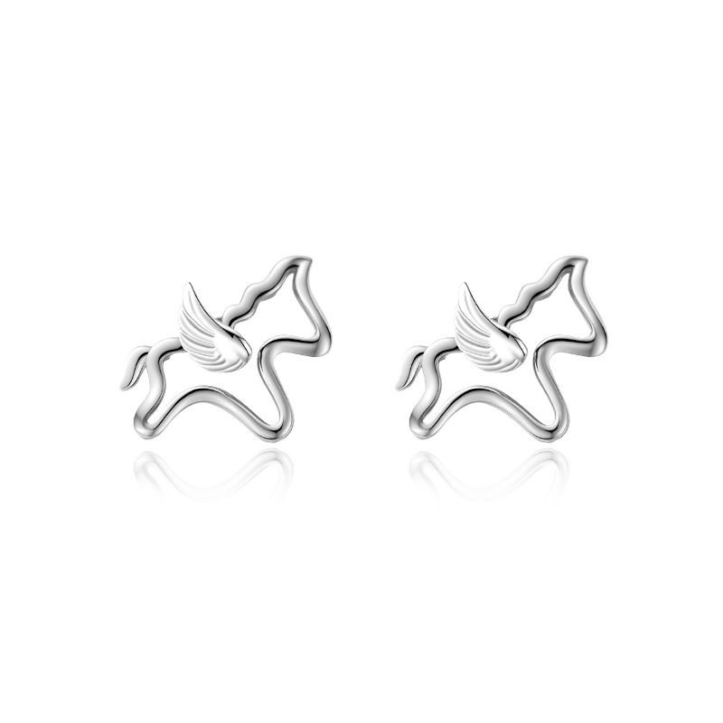Designer earrings Luxury earrings Zircon 999 silver pony cute unicorn animal shaped earrings niche high-end fashion earrings gold earrings free shippi