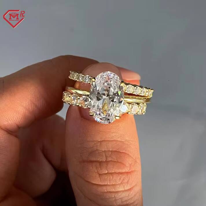 Hiphop Moissanite Engagement Ring 14k Yellow Gold GRA Certificate Oval Classic Solitaire Moissanite Ring