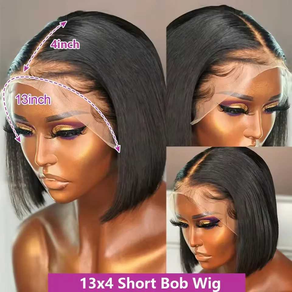 Bone Straight Bob Wig Human Hair 13x4 Lace Wigs Transparent Lace Human Hair Short Wig Pre Plucked 200 Density For Women W251023