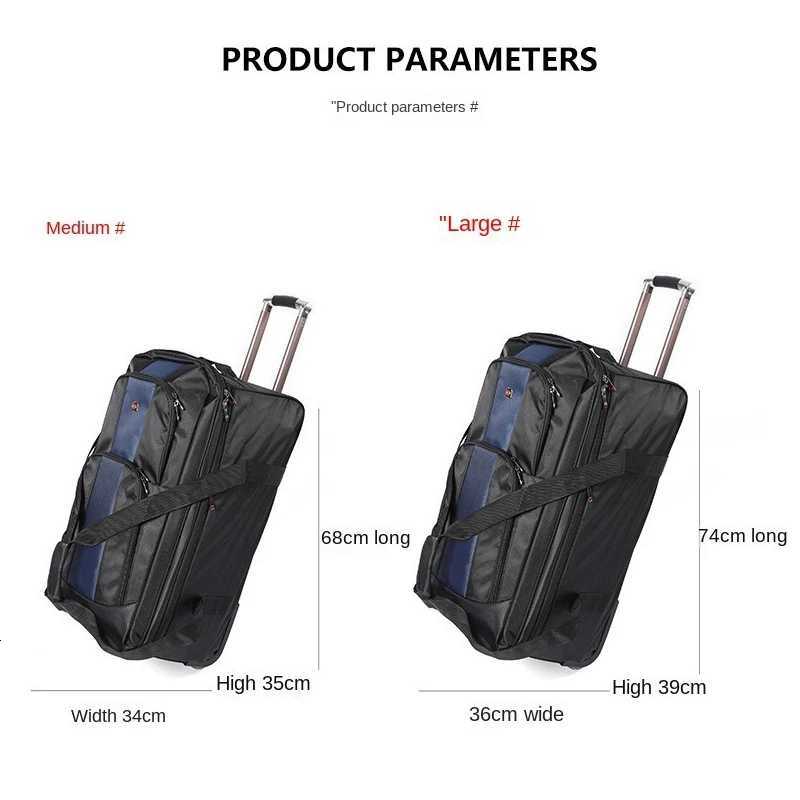 2832 inch Large Capacity Rolling Luggage Trolley Bags with Wheels Waterproof Oxford Duffel Bag Wheeled Bag Travel SuitcaseW251024