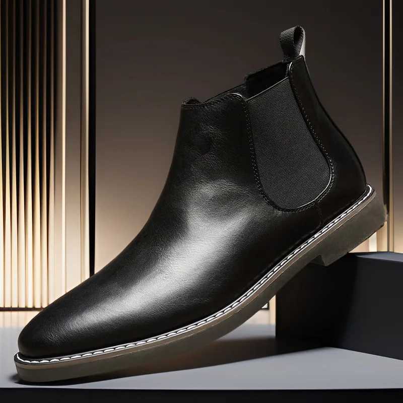Mens Chelsea Boots Luxury High Quality Men Leather Boots Fashion British Style High Top Men Shoes Comfort Business Ankle Boots W251024
