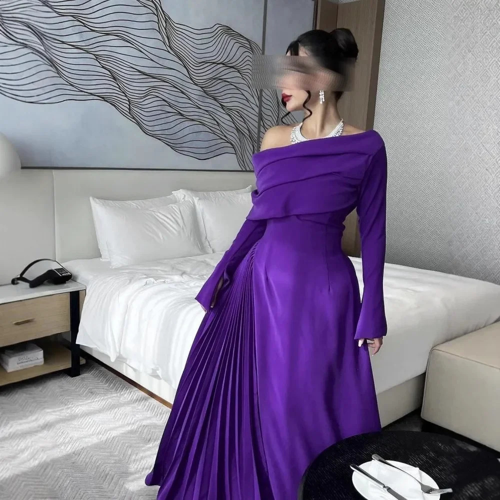 AutumnWinter OffTheShoulder Sexy Folded Evening Dress Womens Clothing From Independent Station Middle East 251023