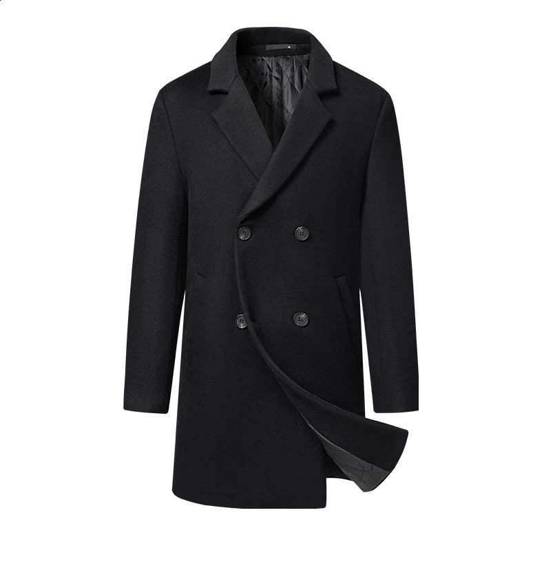 Highquality mens fashionable and stylish solidcolor casual autumn winter coat with wool cotton midlength 251015