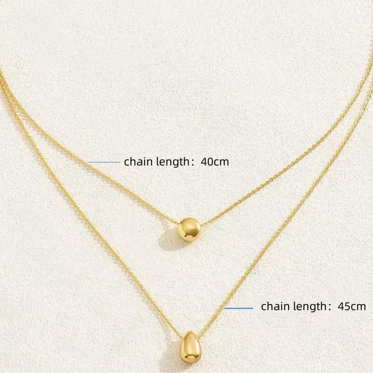 Light Luxury Niche Design Doublelayer Water Drop Ball Necklace Female Ins Fashion Stainl Steel NecklaceXJ251024