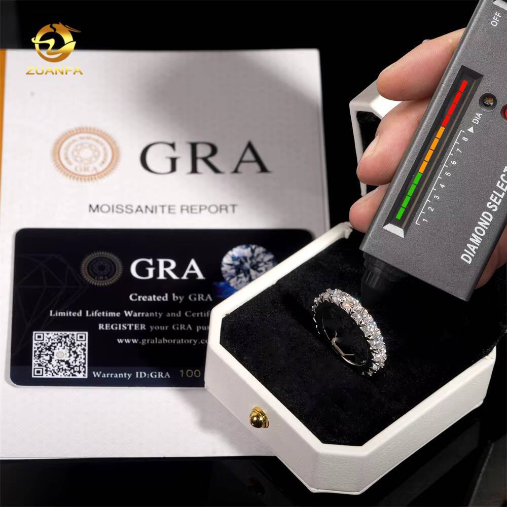 4mm Round Moissanite Wedding Band Ring 925 Silver Gold Plated Luxury Engagement Rings for Women