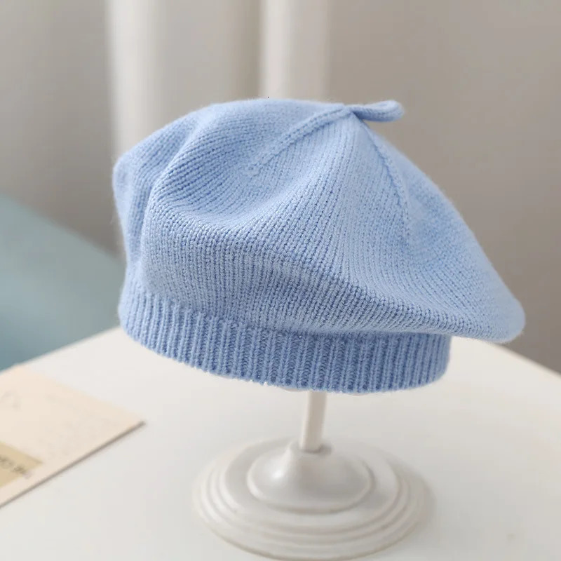 winter candy colors wool beret caps Children girl thick keep warm French artist Pumpkin hat Kids Beanie Headwear 251023