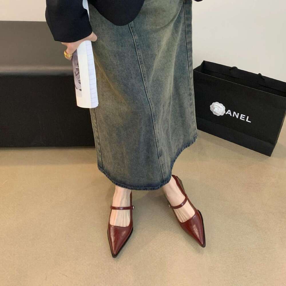 French Pointed Designer Shoe Toe Chunky Heel Mary Jane 2025 New Autumn Winter Shallow Gentle Evening Style Single Shoes Fairy Loafers