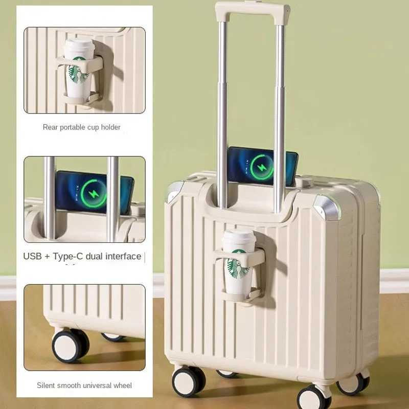 Multifunctional CarryOn Suitcase 1820 inch Cabin Bag Trolley Case Travel Suitcase Password Box USBTypeC Charging PortW251024