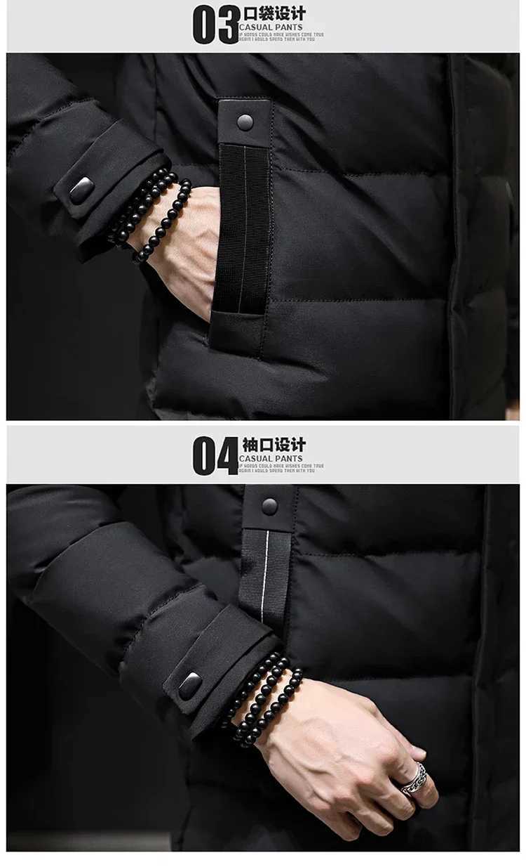 Mens Long Windbreaker Men Thick Warm CoatsWinter Outerwear Male Thick Big Size Parkas Casual Warm Cotton Padded Thermal Jacket Z251024