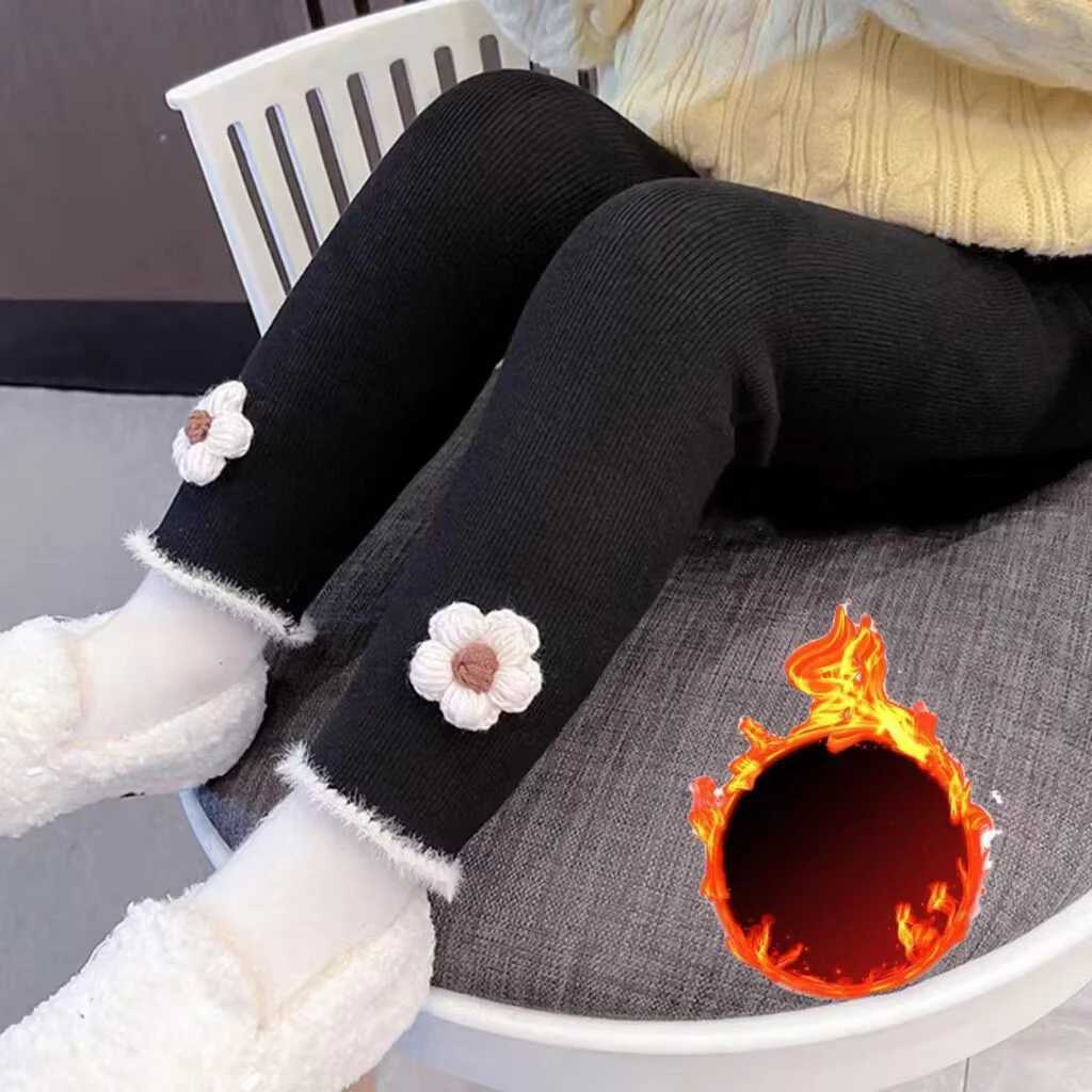 Baby Girls Thermal Leggings Spring Autumn Winter Kids Lace Flower Cute Simplicity Tight Warm Trousers Children Skinny PantsT251024