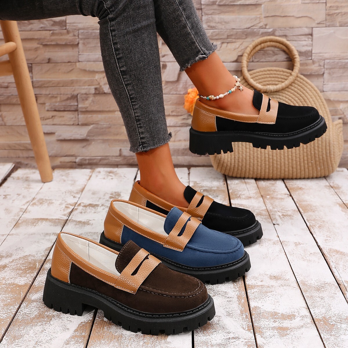 Loafers 2025 Spring and Autumn New Round Toe Low Heel Slip-On Small Leather Shoes for Women ddmythur