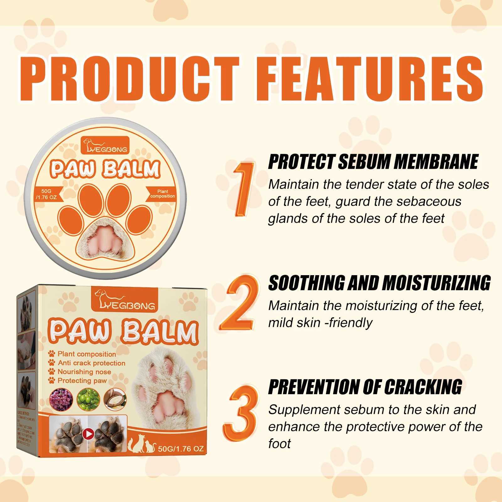 50g Cat Dog Paw Care Cream Pet Crack Feet Repair Nose Protector Natural Moisturizing Cat Dog Paw Protective Winter Care Supplies Z20251024