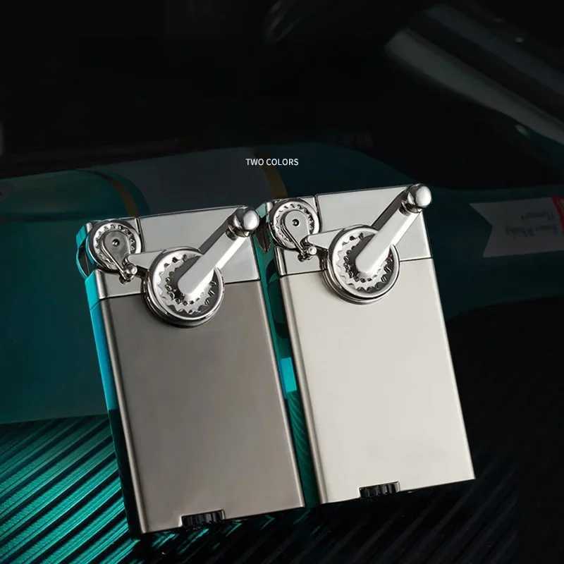 Creative Gear Swing Arm Windproof Jet Blue Flame Butane Gas Torch Lighter Metal Portable Business Cigar Lighters Smoking Gifts D251024