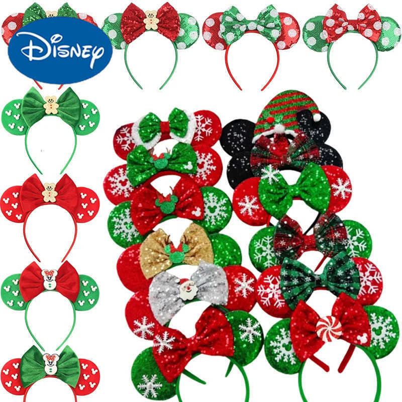 Disney Mickey Mouse Christmas Ear Headband - Elk Hairbands with Pearl Minnie Bow for Children & Adults