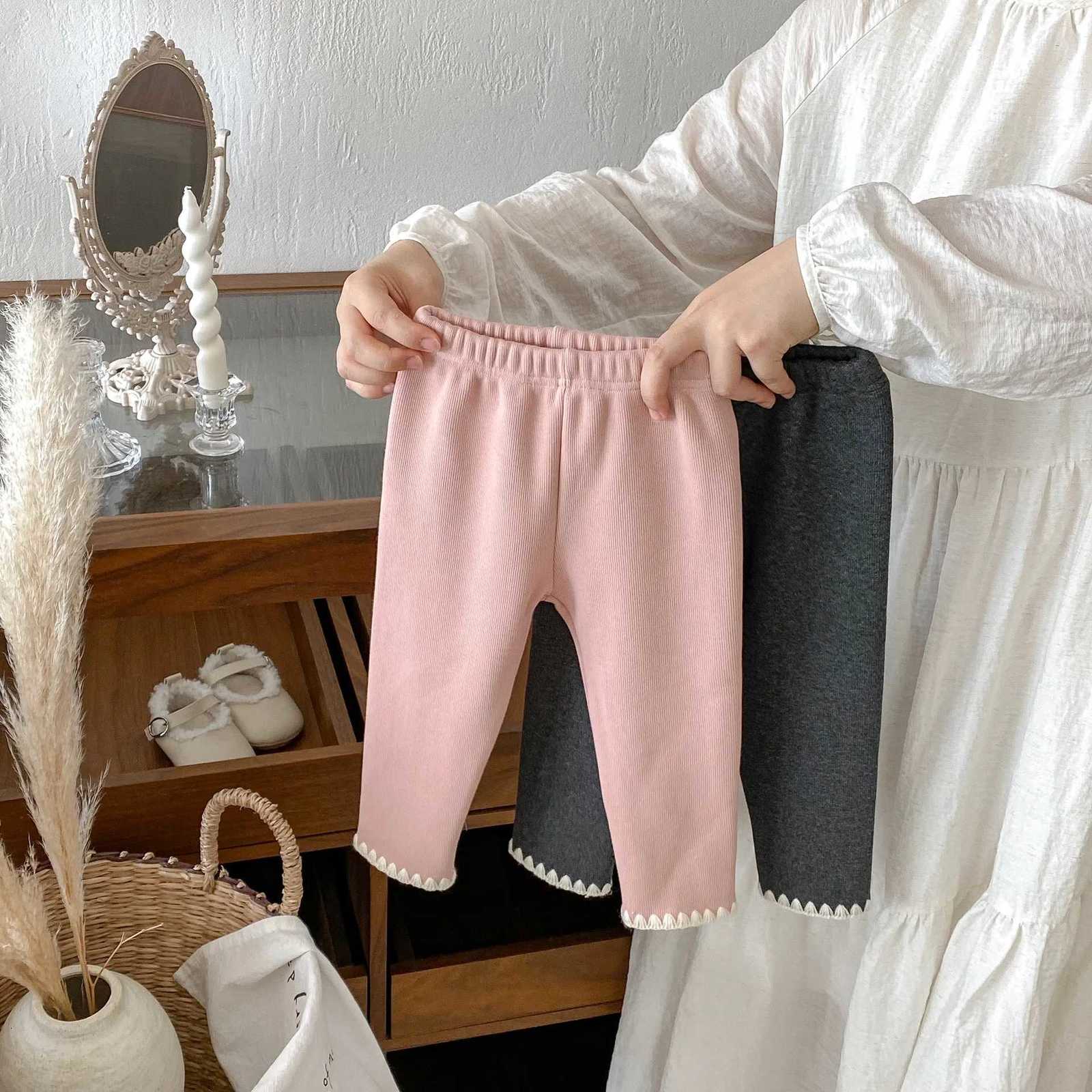 2025 Winter New Girls Lace Leggings Plus Velvet Thick Children Warm Trousers Cotton Baby Girl Fleece Leggings Kids ClothesT251024