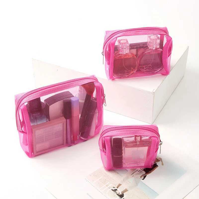 3PcsSet Small Large Cosmetic Bags Simple Mesh Storage Toiletry Bag PWomen Female Lightweight Transparent Makeup Bag with ZipperT251024
