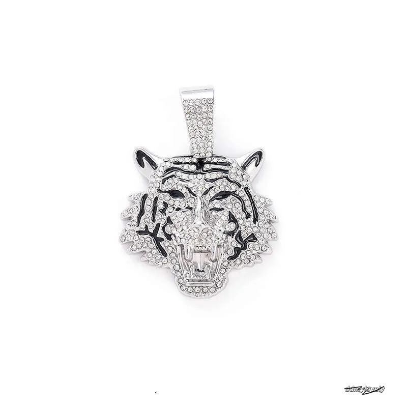 Men's Hip-Hop Tiger Pendant Necklace: Alloy Cuban Chain With 3D Full Dia Style Ddmylovely