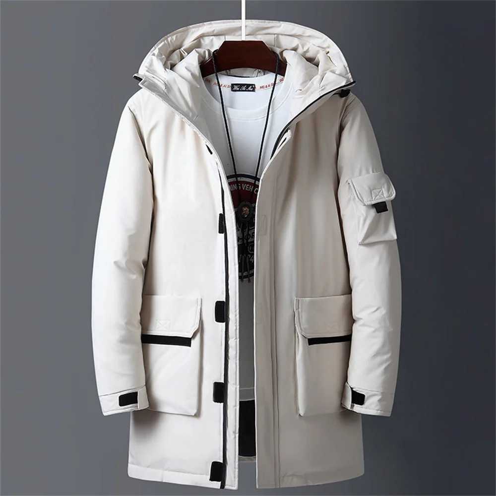 Mens Casual Long Hooded Parka Jacket Autumn Winter Midlength White Duck Down Puffer Jackets Men Brand Thicken Warm Padded Coat Z251024
