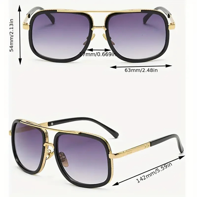 Fashion Big Frame Sunglasses Men Square Metal Sun Glasses Women Retro Sun Glasses Vintage High Quality Gafas Oculos De Sol 251023