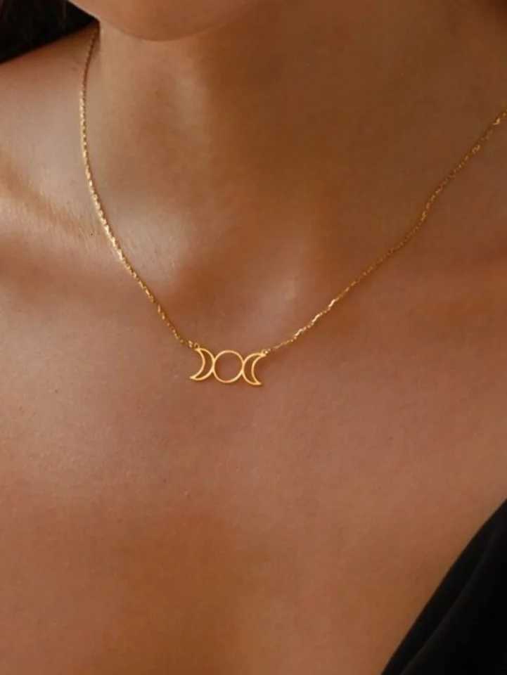 Triple Moon Godd Sun Pentagram Stainl Steel Hecate Necklaces Witch Luna Necklace Jewelry esotericos y brujeriaXJ251024