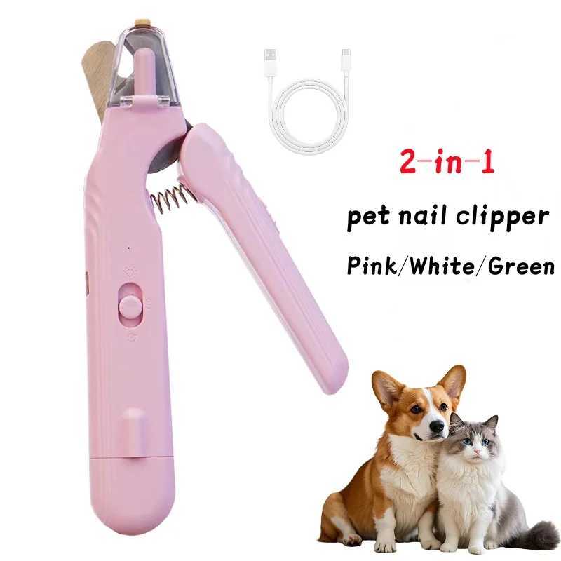 2 In 1 Pet Nail Clippers with Led Light Dog Cat Special Blood Line Scissors Multifunction Animals Paw Nail Trimmer Pet Supplies Z20251024