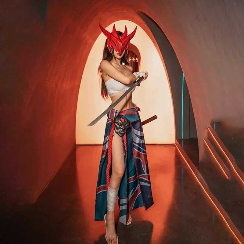 Yone Cosplay Come Wig And Mask Anime LOL Uniform Accessory Hallown Christmas Carnival Full Set S2510235CSE