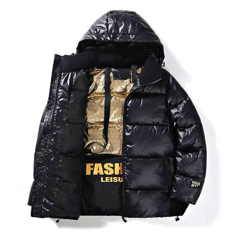 Winter Jacket Men's Trendy Brand Black Gold Bright Waterproof Warm Parka Short Women's Casual Down Cotton Padded Coat