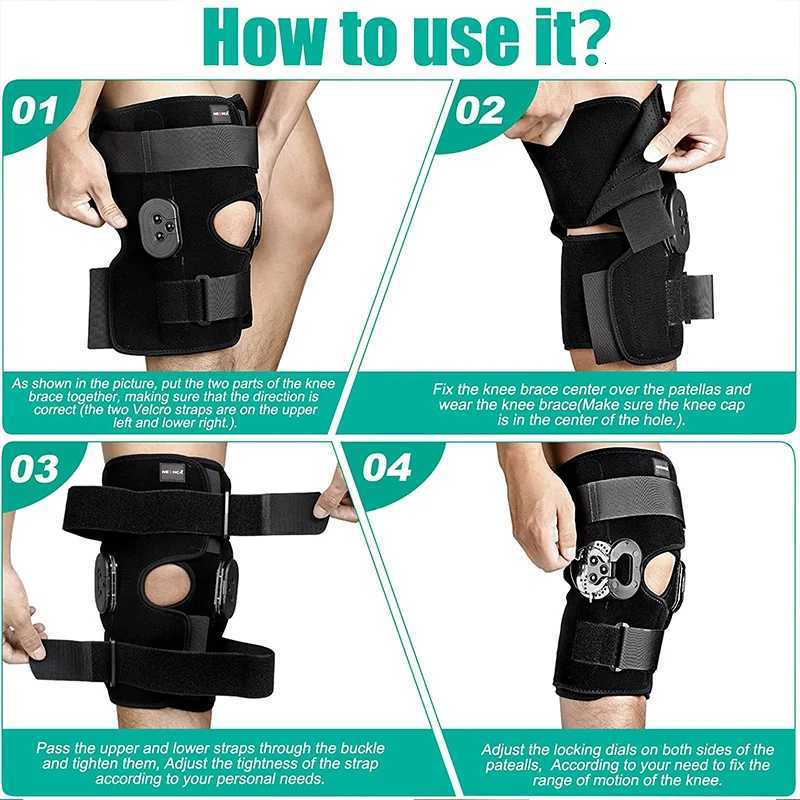 Hinged Knee Brace Adjustable Pain Arthritis ACL PCL Meniscus Tear Knee Support with Side Stabilizers of Locking Dials for KneeW251024