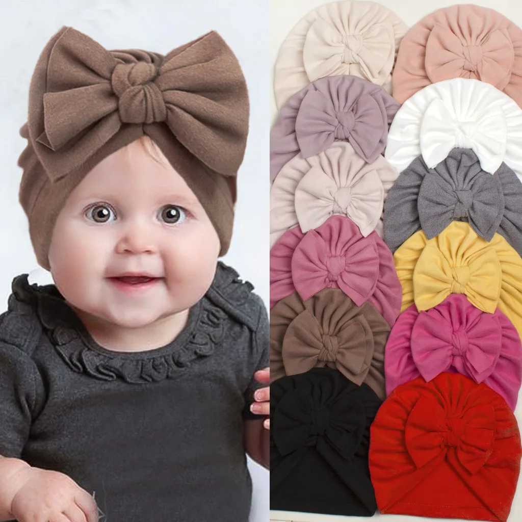 Big Bowknot Baby Hat Turban Winter Newborn Girls Cap Beanies Soft Elastic Infant Toddler Hat Warm Bonnet Kids CapsL251024