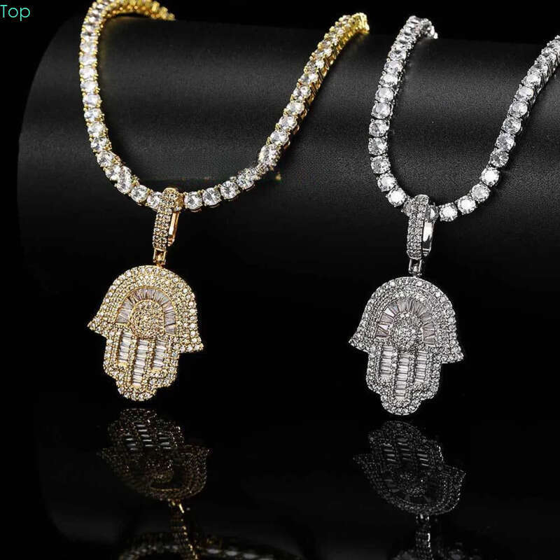 Hip-hop Mossanite Sier Necklace Plated Moissanite Cuban Link Fine Jewelry Charms Chain Pendant 8c 5f
