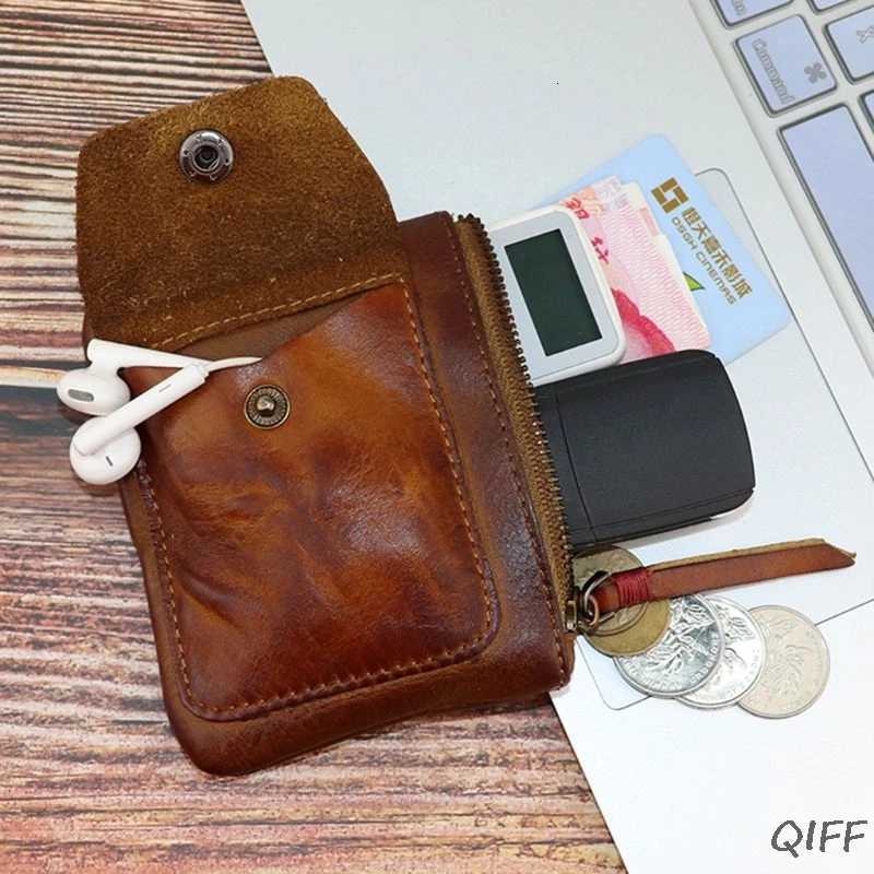 Genuine Leather Coin Purse Vintage Mini Zipper Wallets Case Storage Bag Card Holder Pocket for Men Women Z251023
