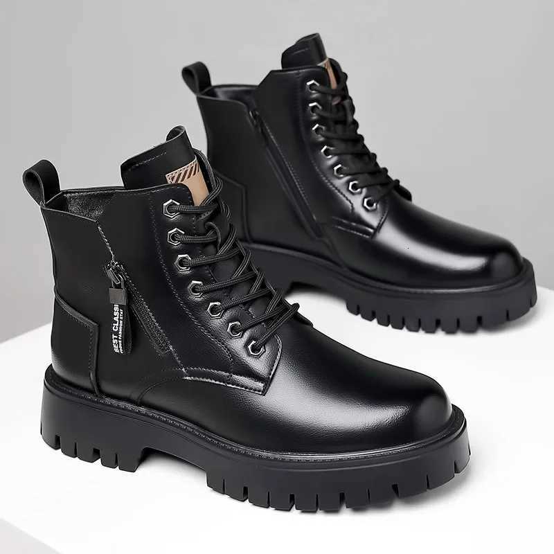 Winter thick soled Mens boots Outdoor waterproof laceup genuine leather boots male Comfortable warm leather shoes Botas Zapatos W251024