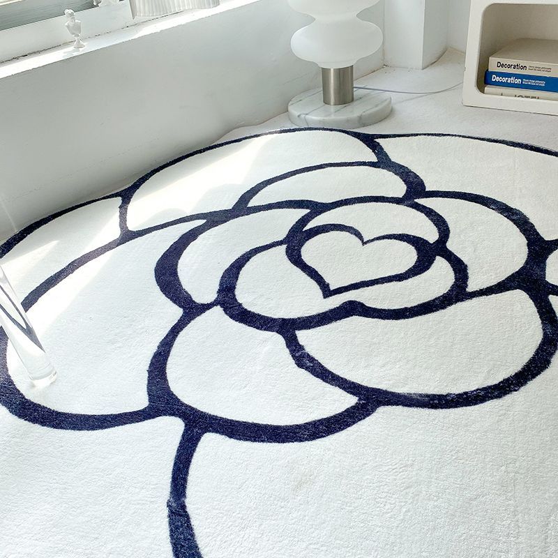 Camellia Shape Floor Mat Luxury Living Room Bedroom Cloakroom Crystal Velvet Non-Slip Dirt Resistant And Easy To Care Carpet Home Decor H260226