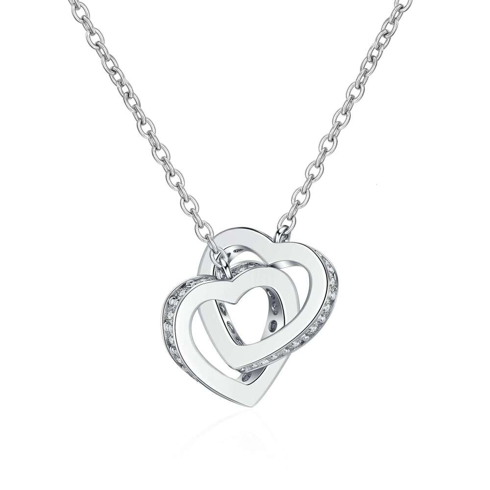DHCollections-- Heart-to-Heart Moissanite Necklace for Women S Sier Choker Electroplated Rose Gold Clavicle Chain
